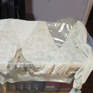 Elegant Cream and Silver Lace Top